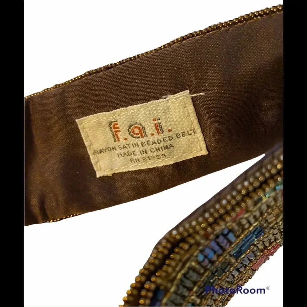 Vintage F.A.I. Satin Blend Beaded Belt